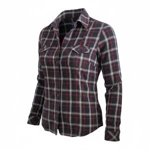 Pendleton Women’s Vintage Fit Cotton Black & Red Plaid Buttondown Shirt- Size XL